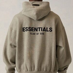 Men’s Fear of God Essentials Hoodie In Dark Oatmeal Oversized Size Small